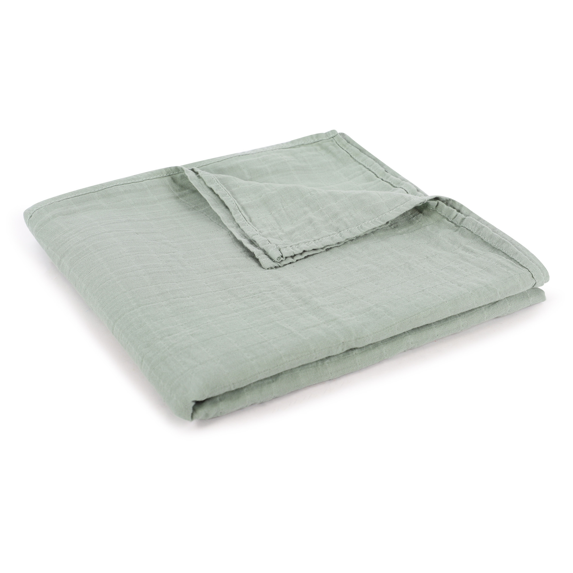 Mushie Organic Cotton Muslin Swaddle Blanket in Green —