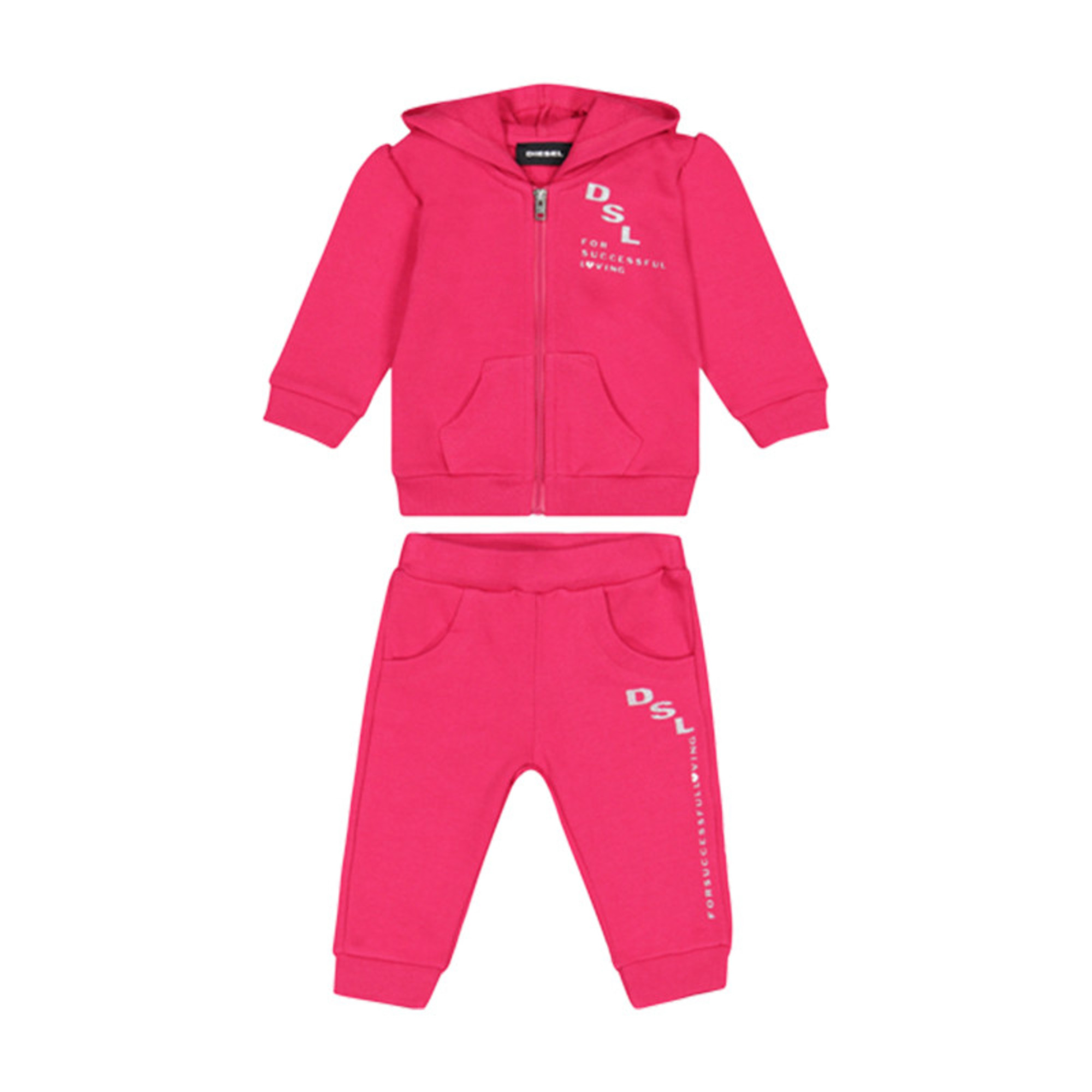 Diesel Baby Designer Tracksuit Set in Raspberry for Girls