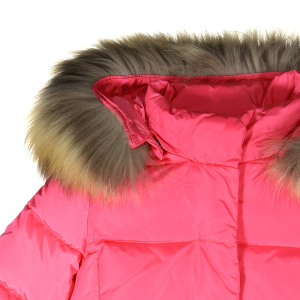 IL GUFO Girls Hot Pink Down Jacket with Fur Trim Hood