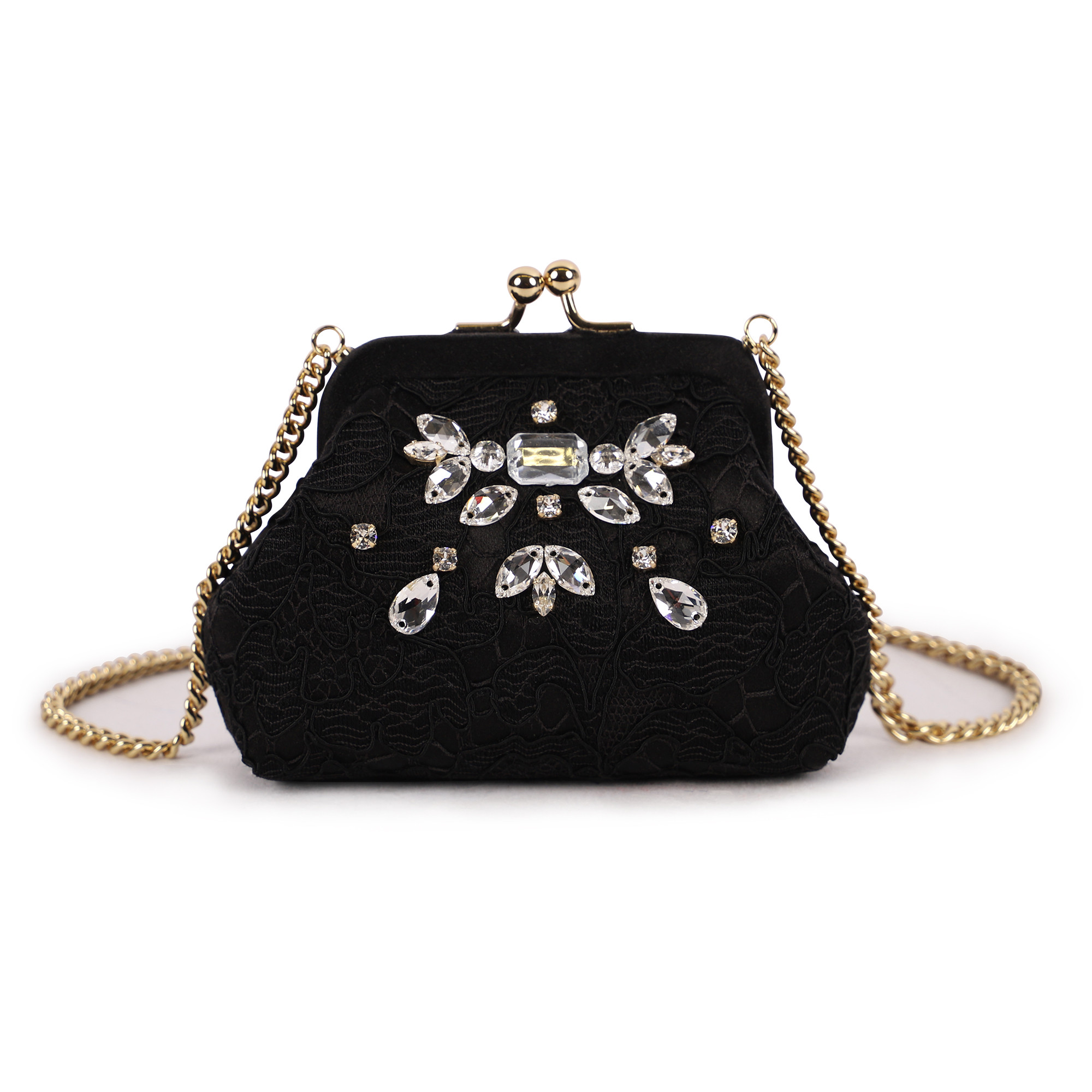 Dolce & Gabbana Vintage Design Rhinestones Purse with Kiss Clasp in