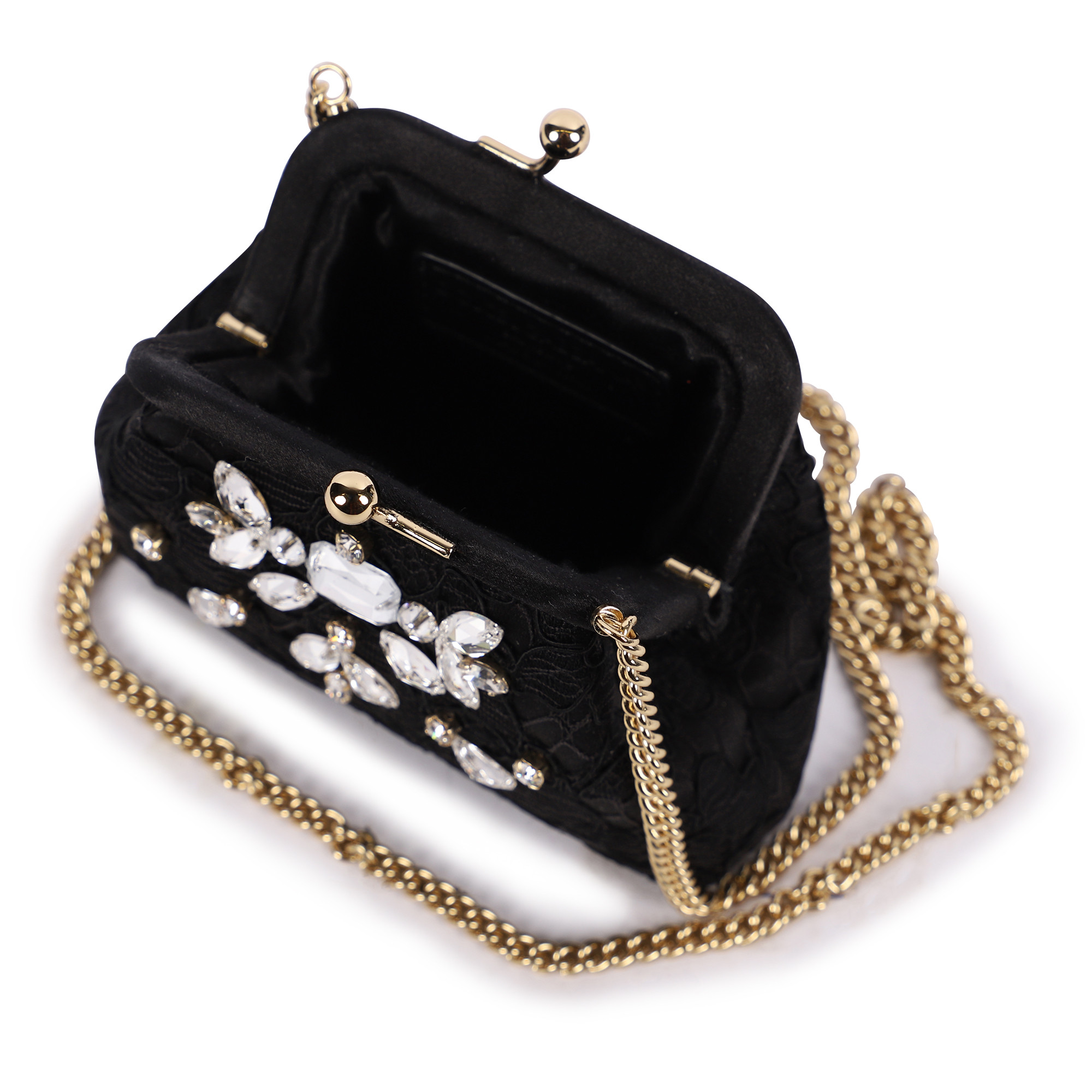 Dolce & Gabbana Vintage Design Rhinestones Purse with Kiss Clasp in