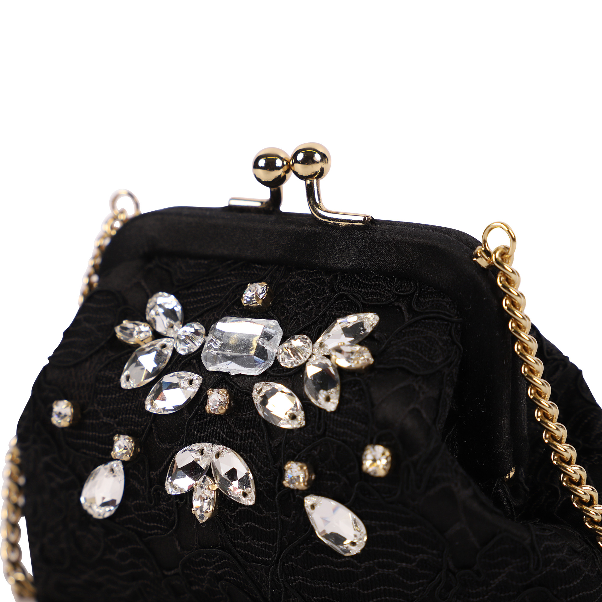 Dolce & Gabbana Vintage Design Rhinestones Purse with Kiss Clasp in