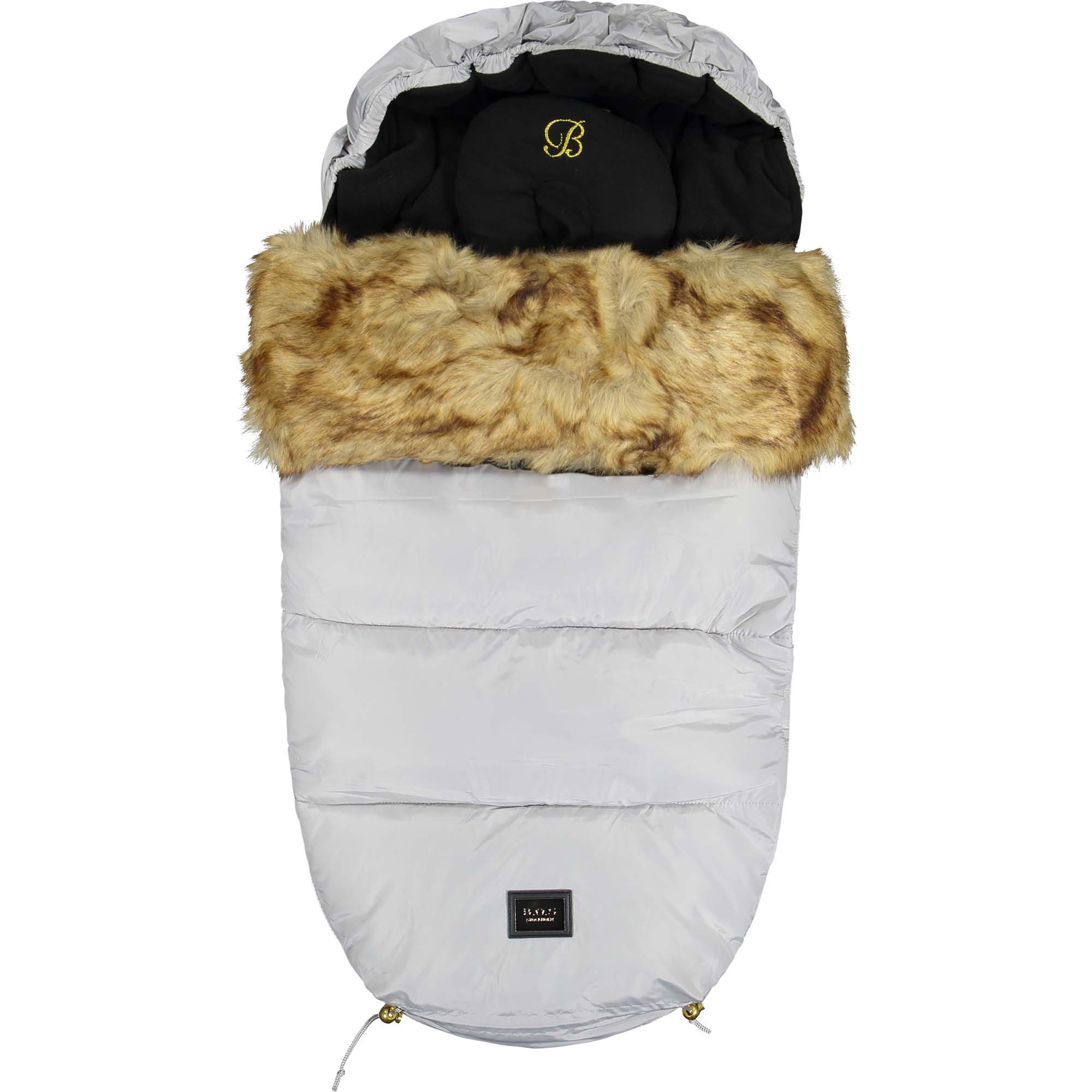Bjällra of Sweden Faux Fur Detailing Pram Sleeping Bag in Grey