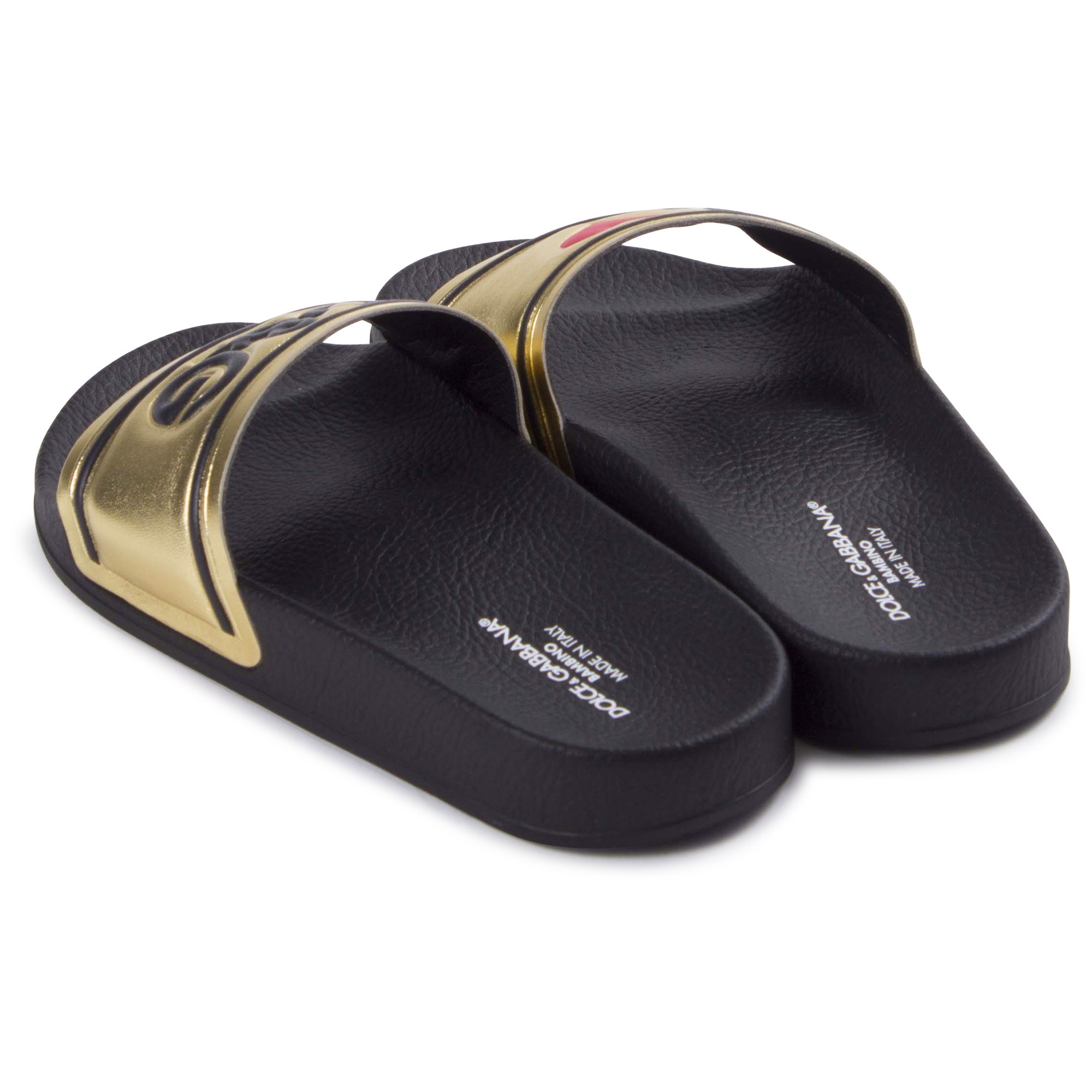 Dolce & Gabbana - Girls 'I Heart DG' Mule sandals in Gold &hellip;