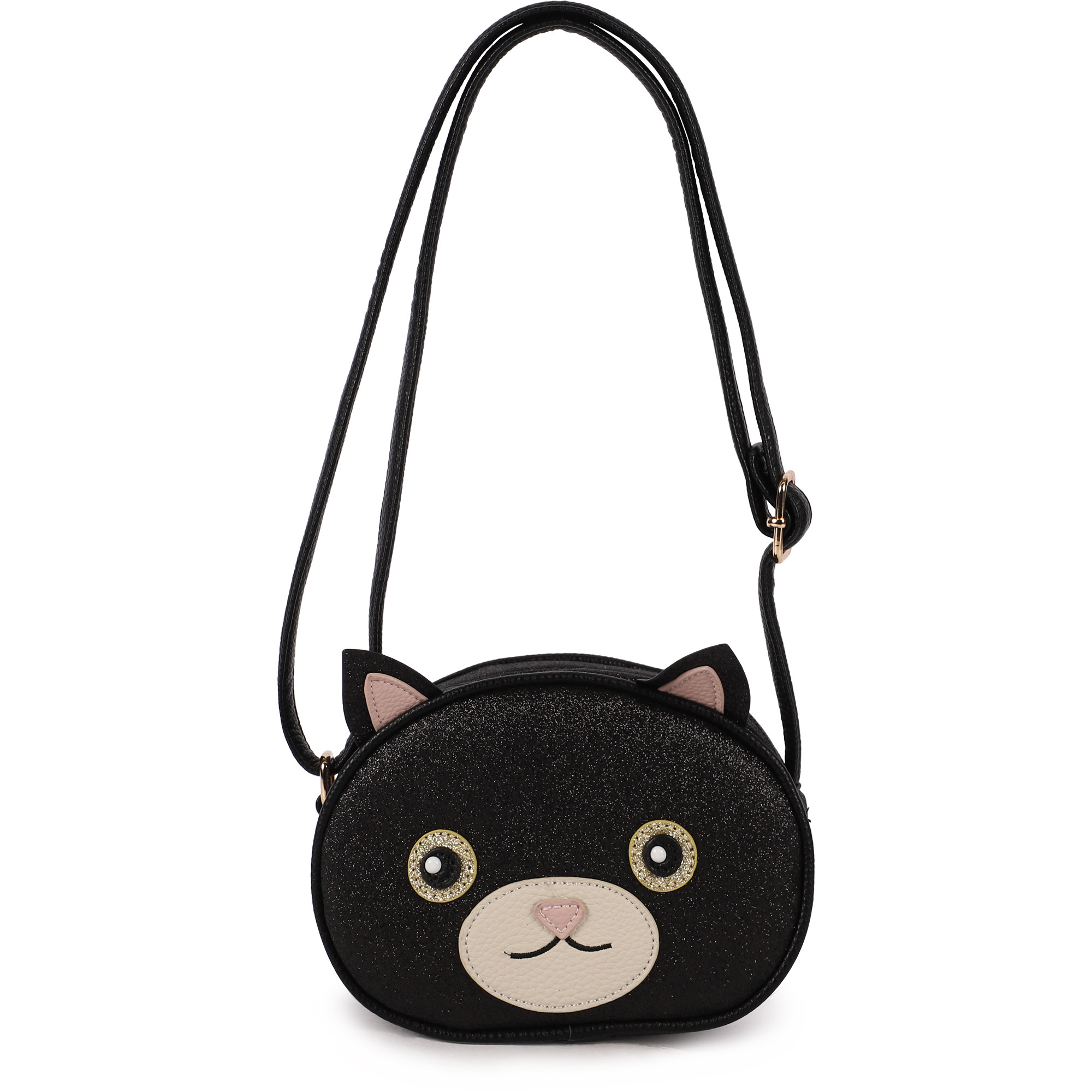 Molo Glittery Cat Shoulder Bag in Black —