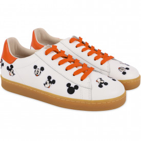 Mickey Design Sneakers with Contrasting Heel Caps in White