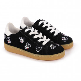 Mickey Design Sneakers with Contrasting Heel Caps in Black