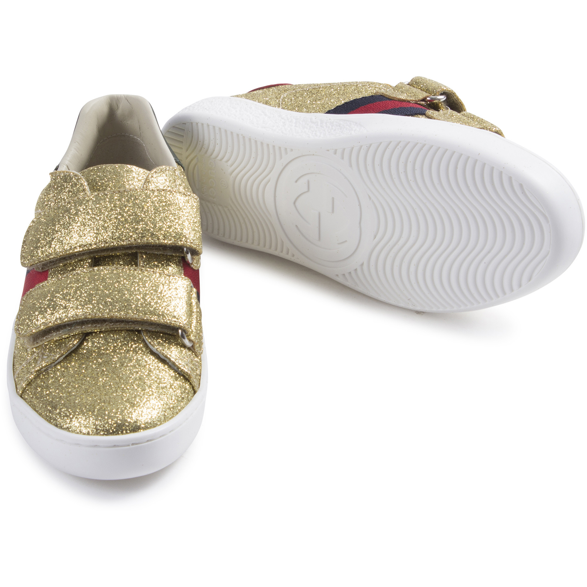 gold velcro sneakers