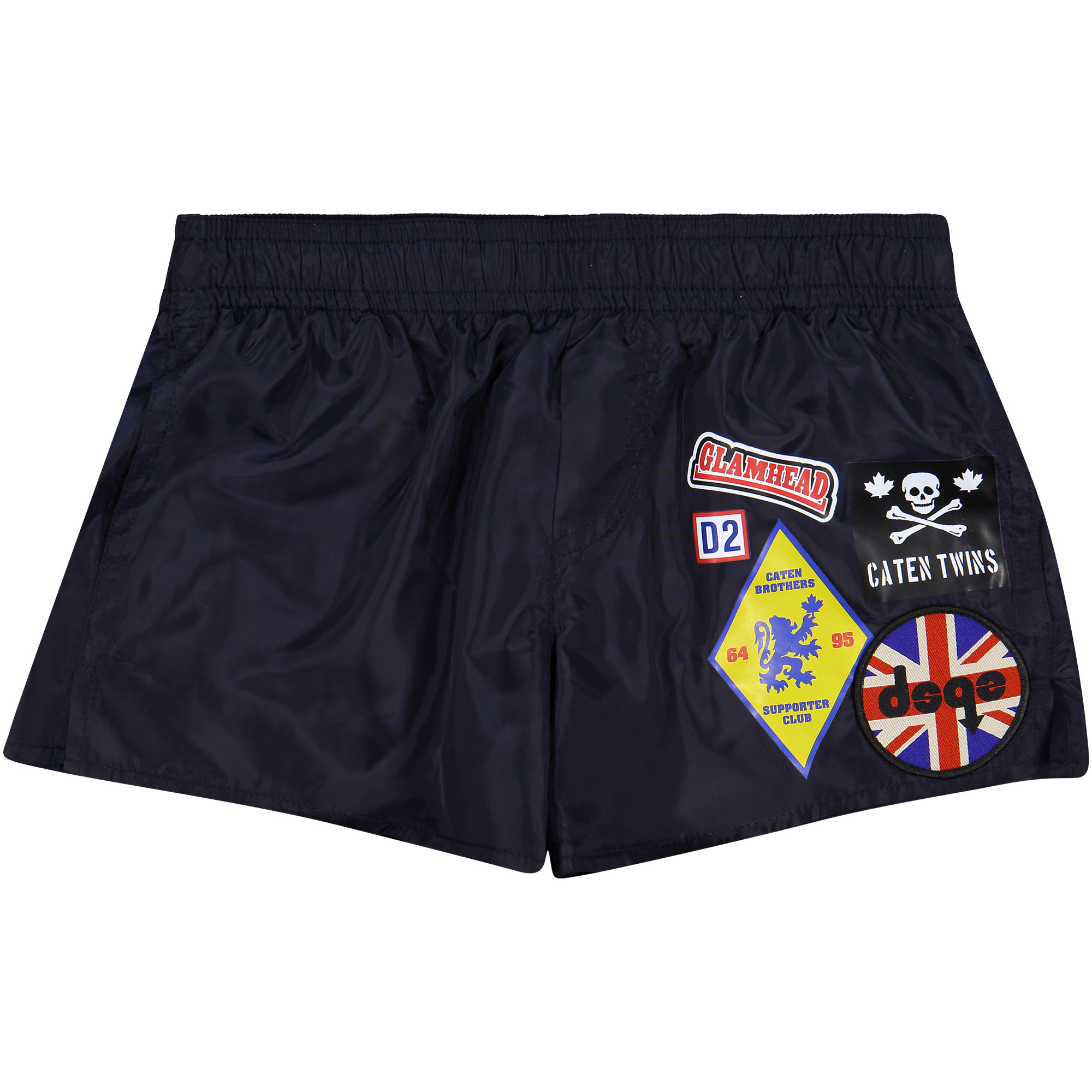 Dsquared Boys Swimming Trunks in Dark Blue with Embroidered Patches