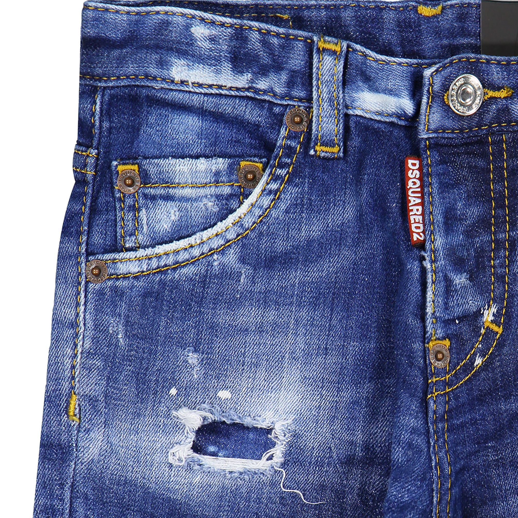 Dsquared Boys Distressed Denim Jeans with Paint Marks —