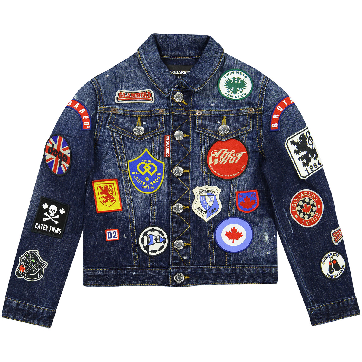 Dsquared Boys Denim Jacket with Retro Embroidered Patches