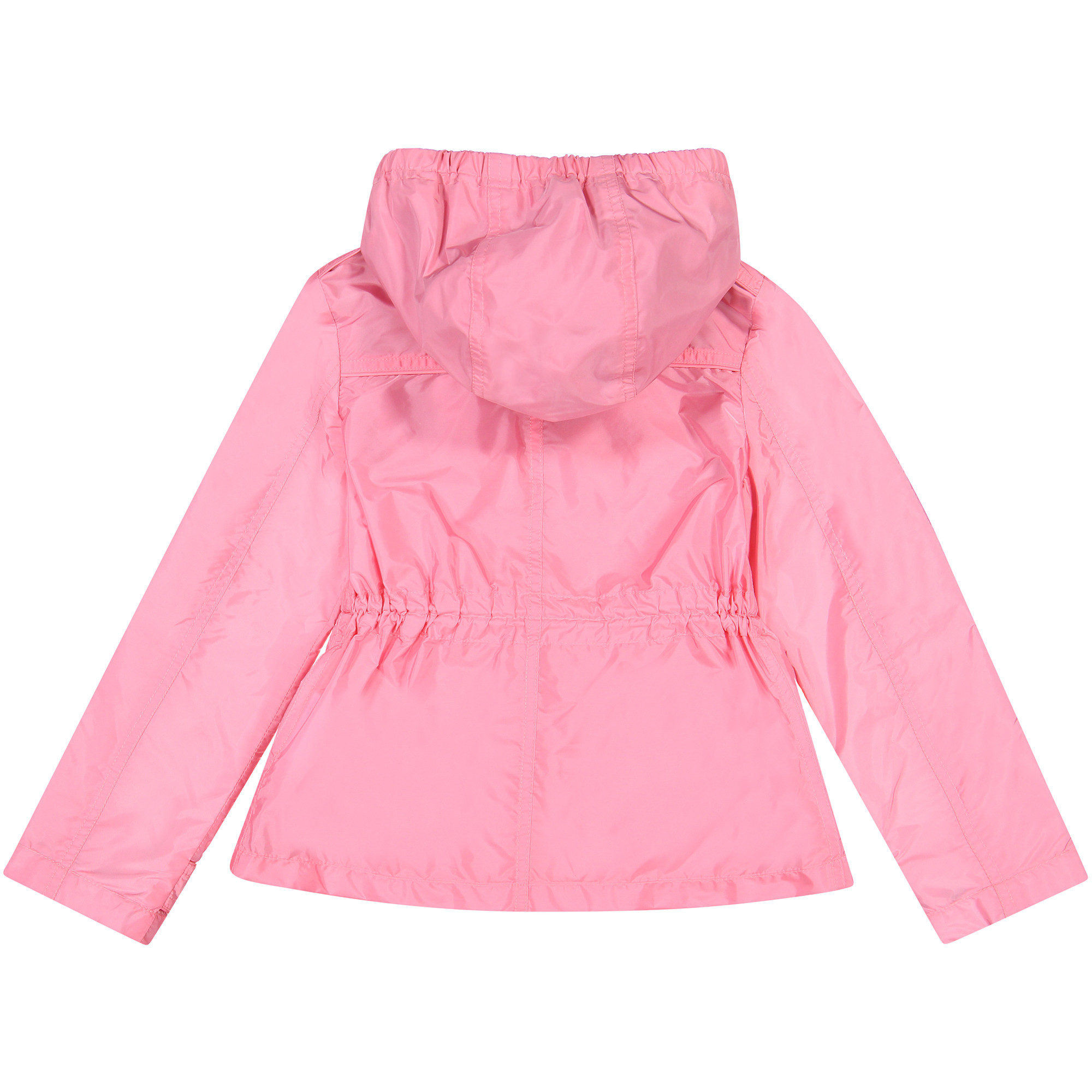 Burberry Girls Hooded Windbreaker Jacket in Pink with Tartan Lining