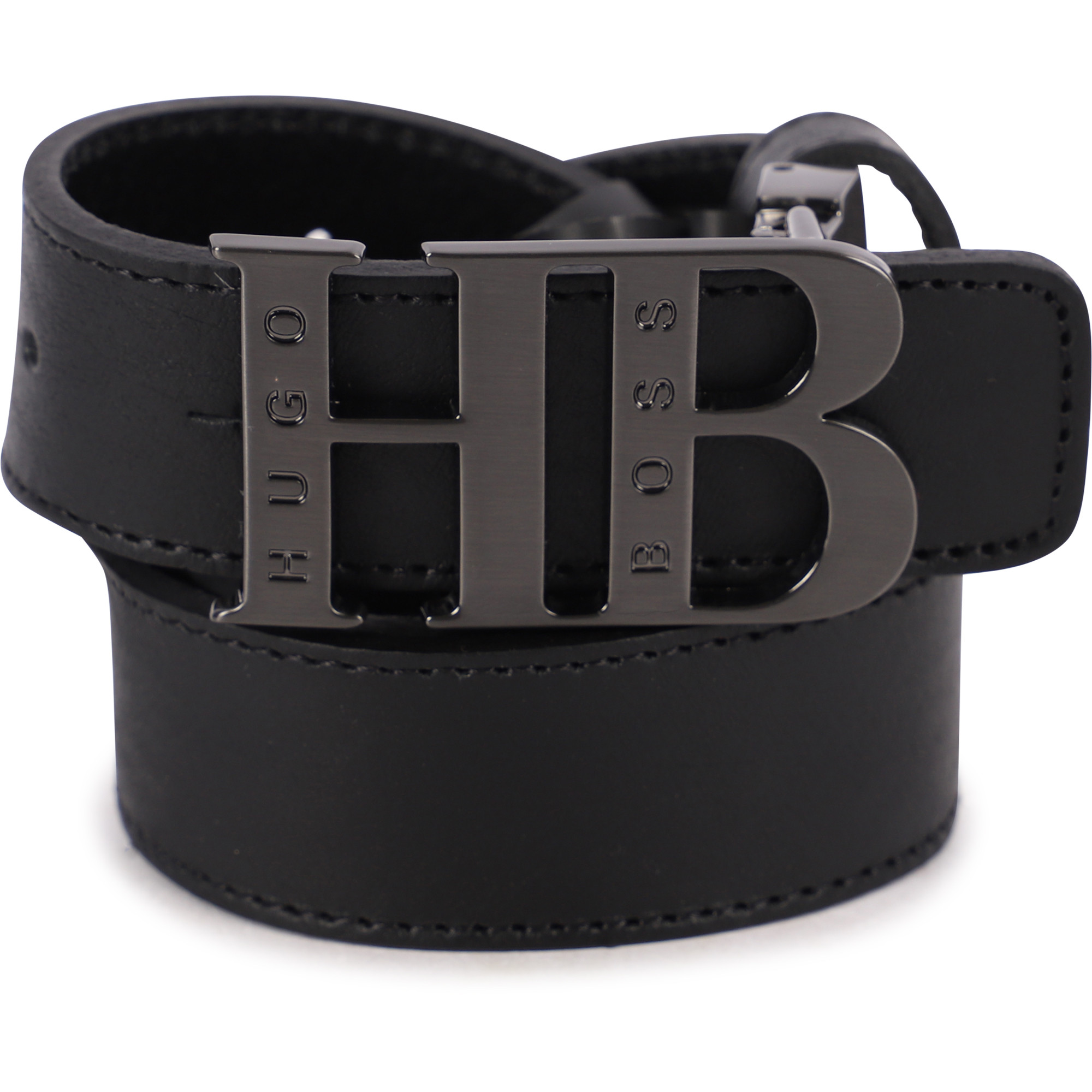 Boss HB Logo Buckle Belt in Black —