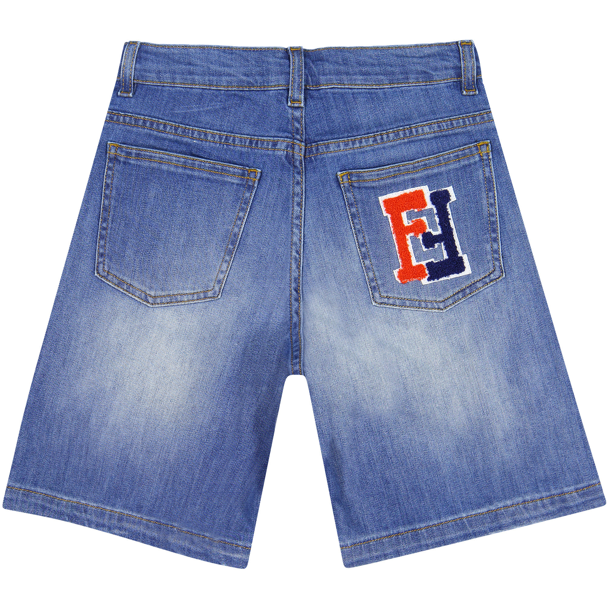 Fendi Boys Denim Shorts with 'FF' Varsity Patch —