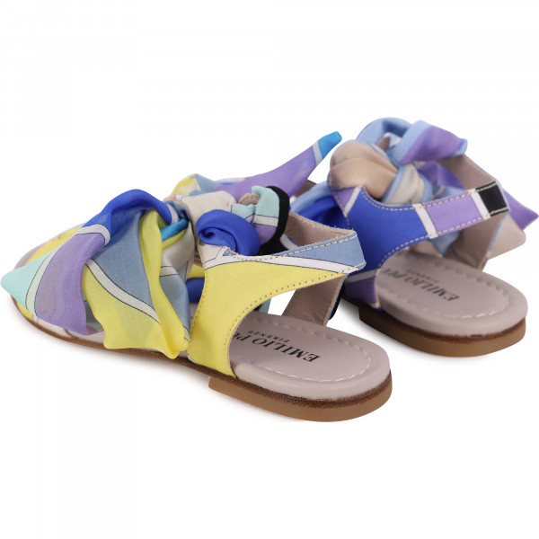 Tie Ribbon Sandals in Purple and Blue