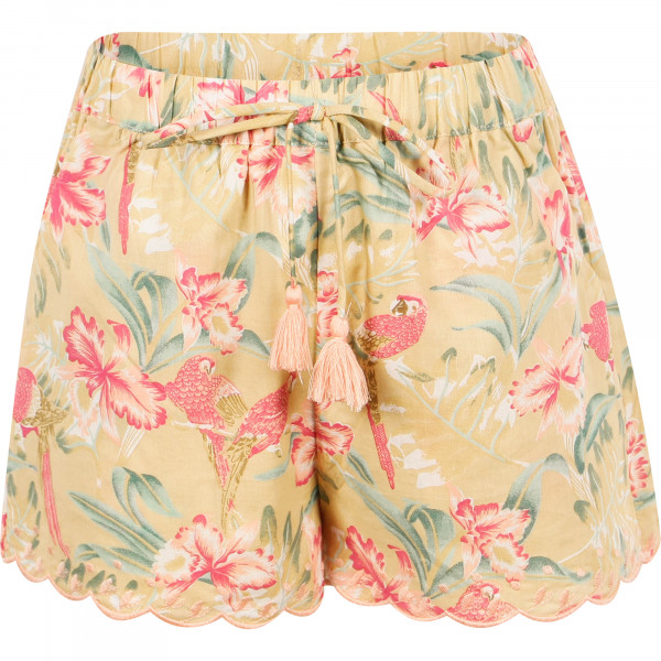 Floral Scalloped Edge Shorts in Yellow