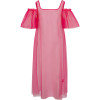 Cold Shoulder Organza Dress in Pink and White