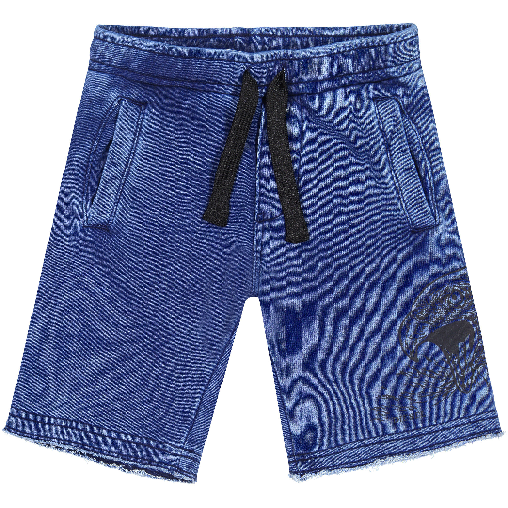 Diesel Boys Denim Shorts with Screaming Eagle Print —