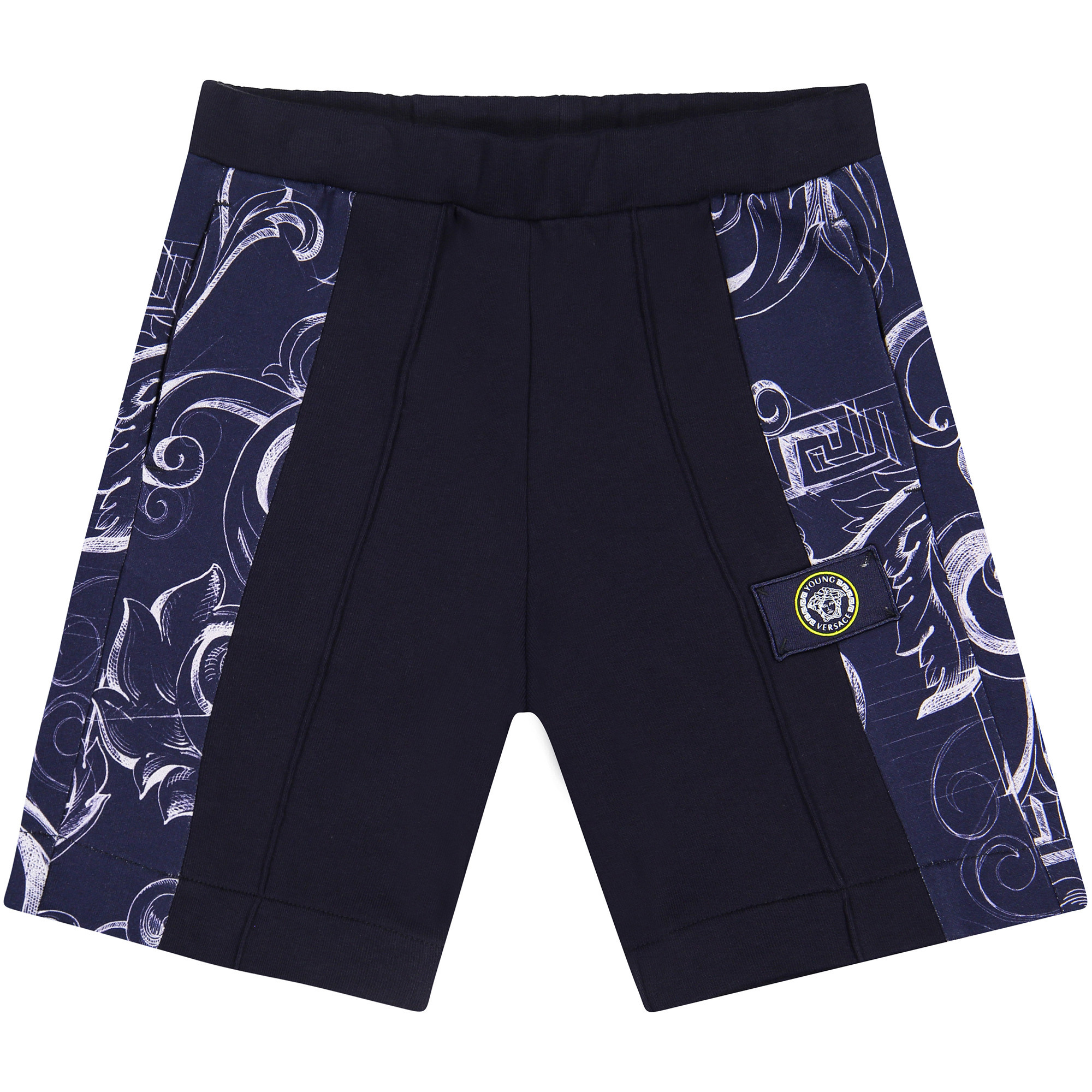 Young Versace Boys Sports Shorts with Filigree Contrast Fabric