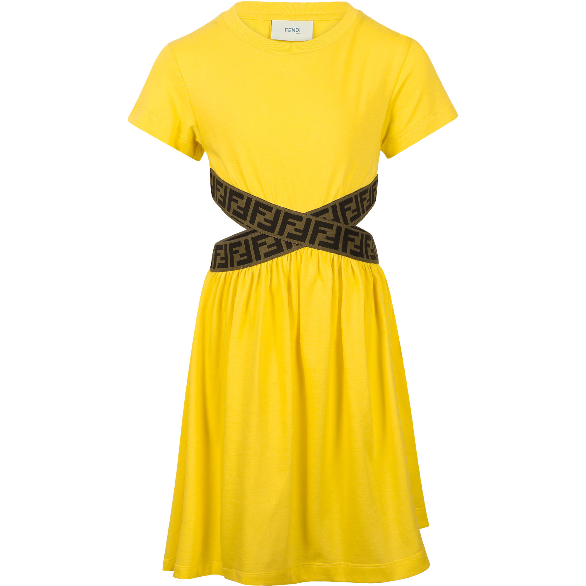 Fendi Crossed Belt Straps Dress in Yellow
