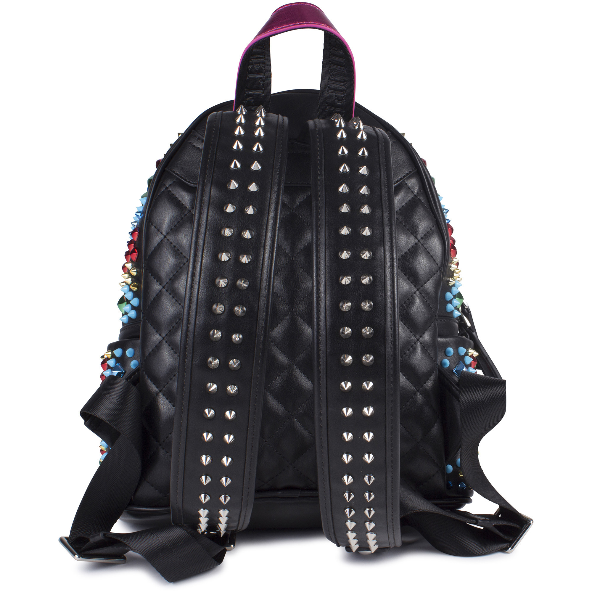 Philipp Plein Girls Multi Color Studded Backpack in Black Faux Leather