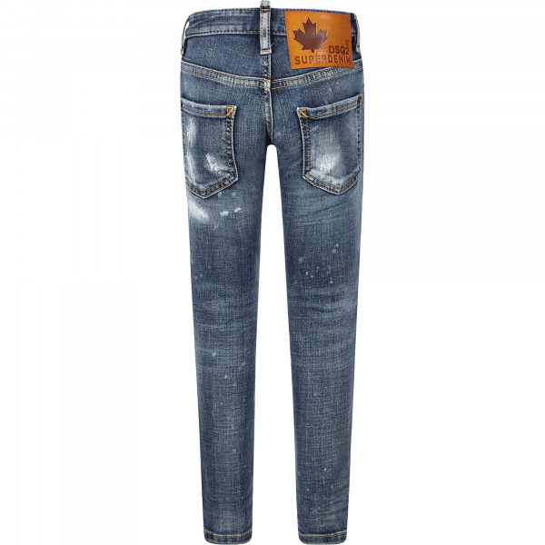 Stonewashed Effect Ripped Jeans in Denim Blue