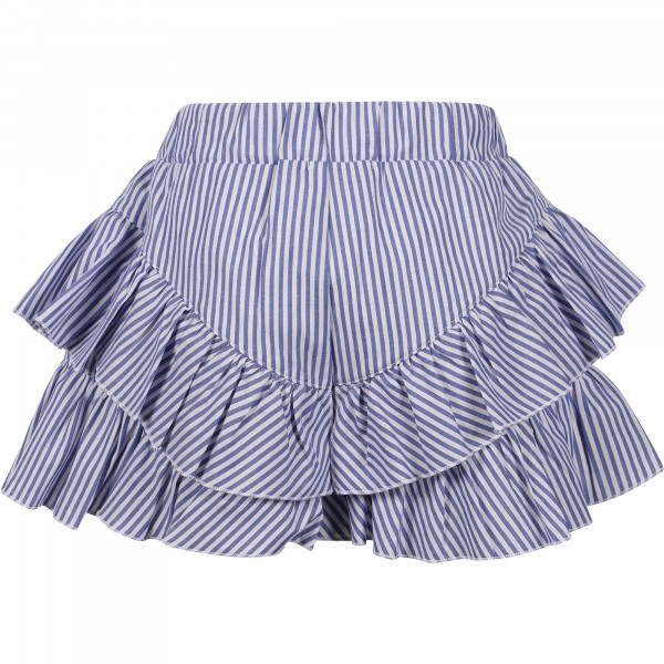 Striped Ruffled Shorts in White and Blue