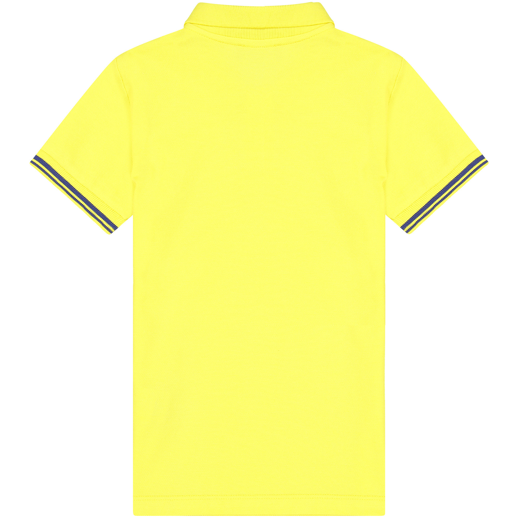 Trussardi Boys Preppy Polo Shirt in Yellow with Striped Sleeves