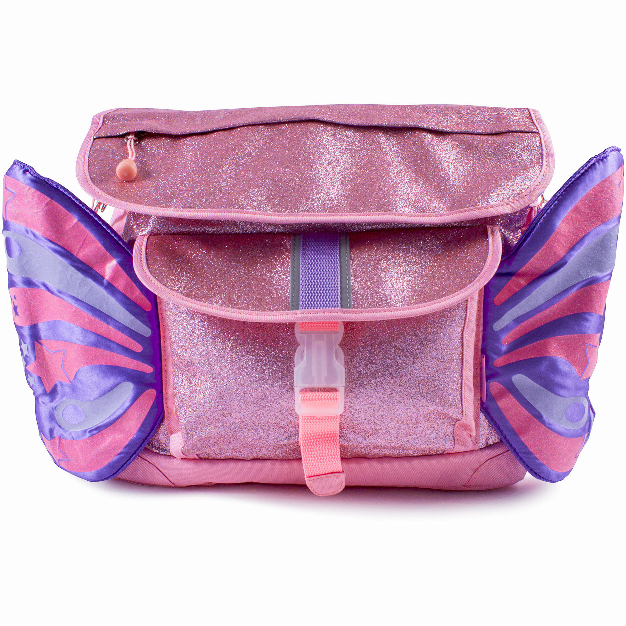 Bixbee Girls Sparkly Butterfly Ergonomic Backpack in Pink and Purple