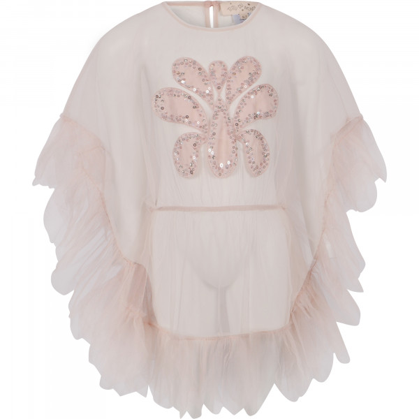 Sequin Mesh Kaftan in Pink