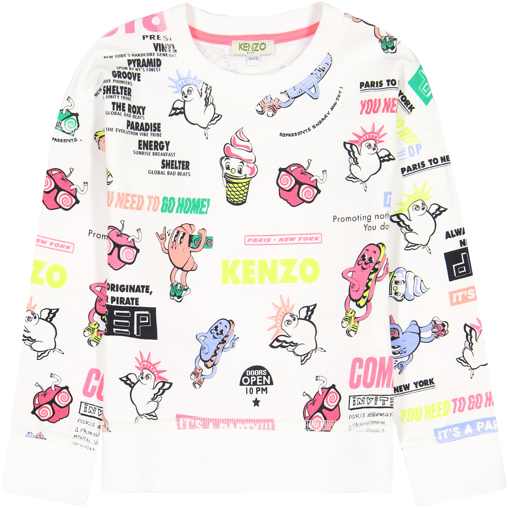 Kenzo Kids Girls Sweatshirt with Croissant, Pigeon, Ice Cream, Hotdog and  Apple Print — BAMBINIFASHION.COM