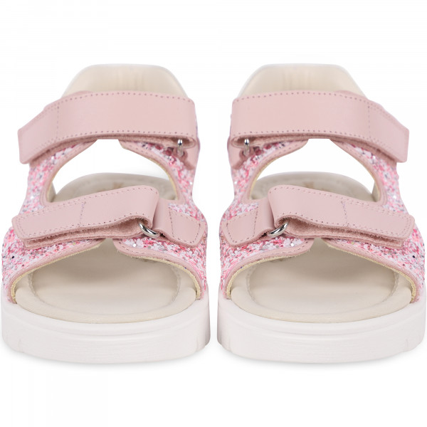 Glittery Leather Sandals in Pink