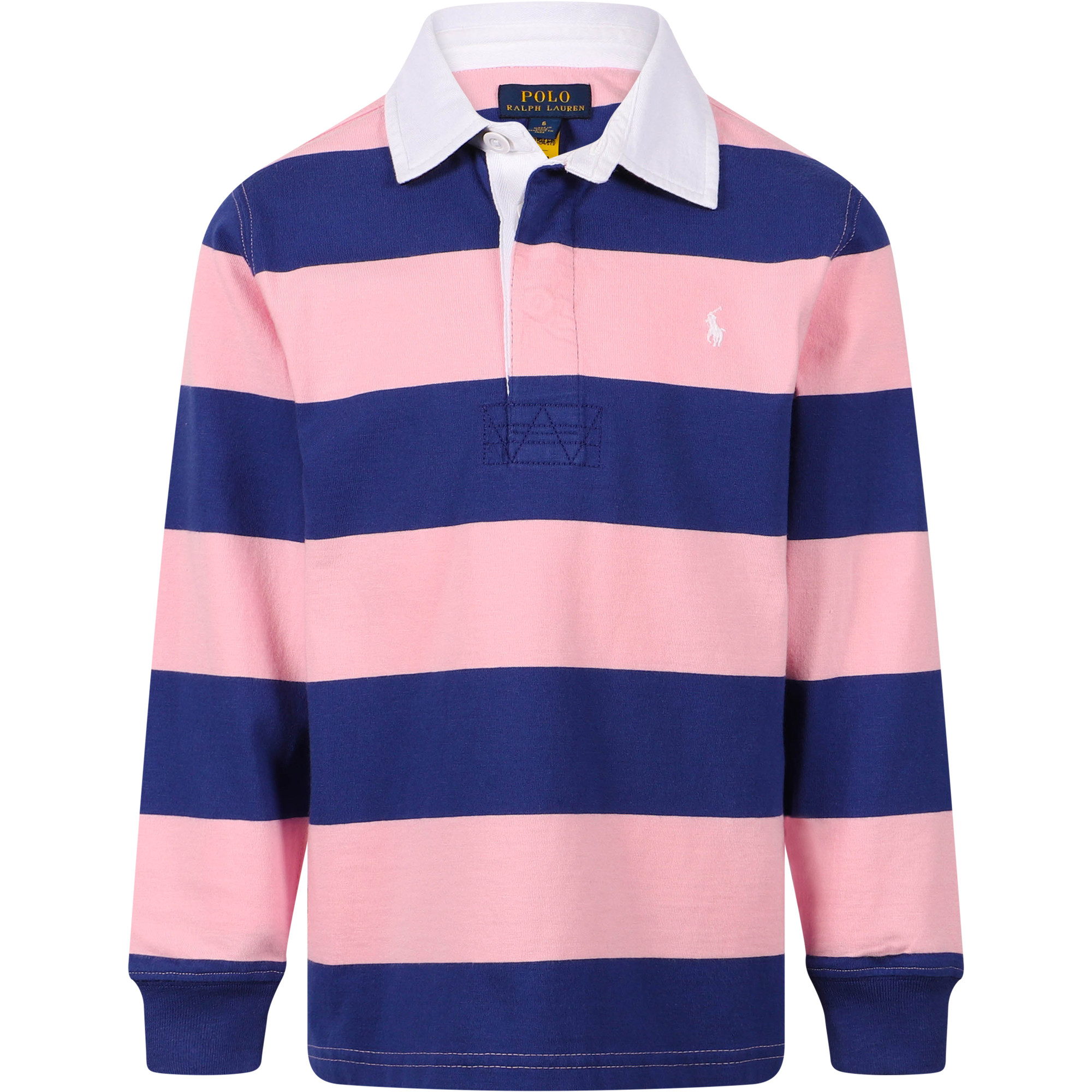 Polo Ralph Lauren Logo Striped Polo Shirt in Blue and Pink —