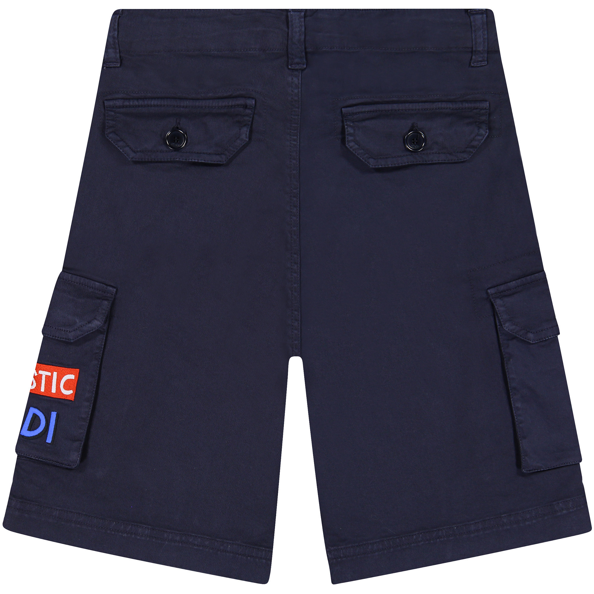 Fendi Boys Cargo Shorts in Dark Blue with 'Fantastic Fendi' Logo
