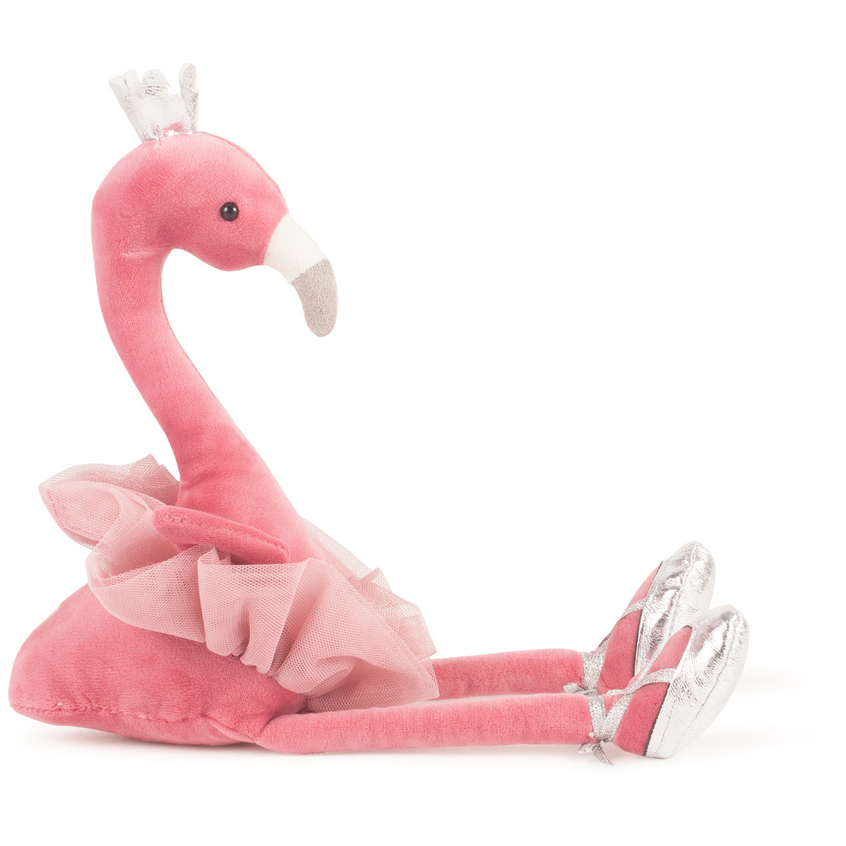 Jellycat Girls Plush Ballerina Flamingo Toy with Silver Crown