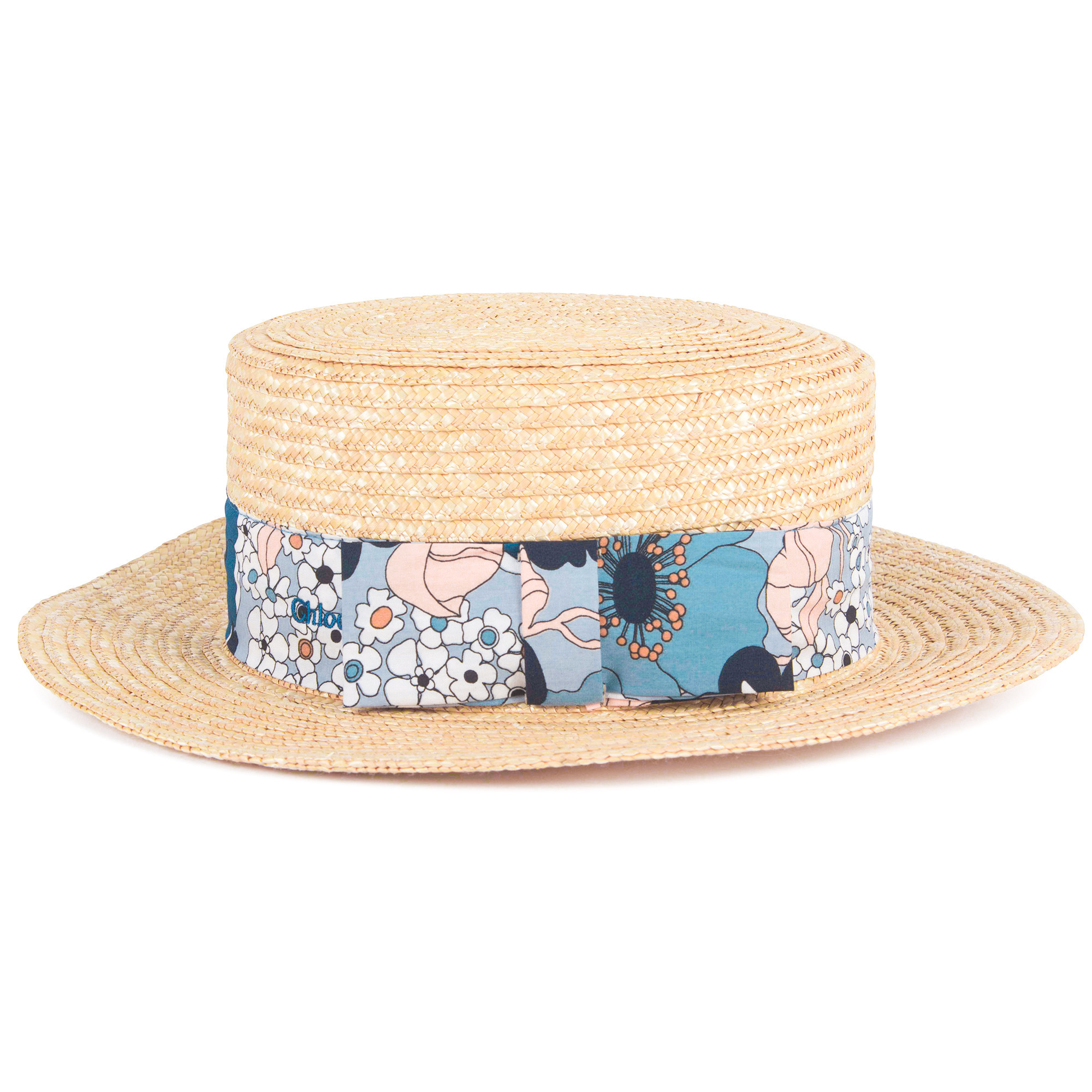 Chloe Girls Straw Boater Hat with Crazy Daisy Ribbon —