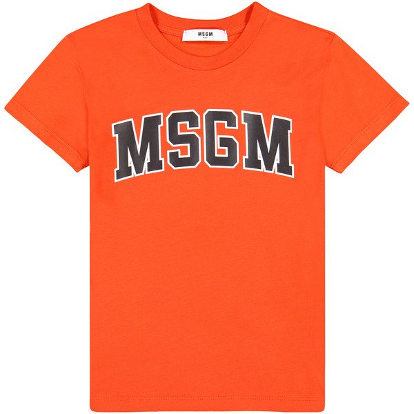 MSGM Boys Logo Short Sleeve TShirt in Orange