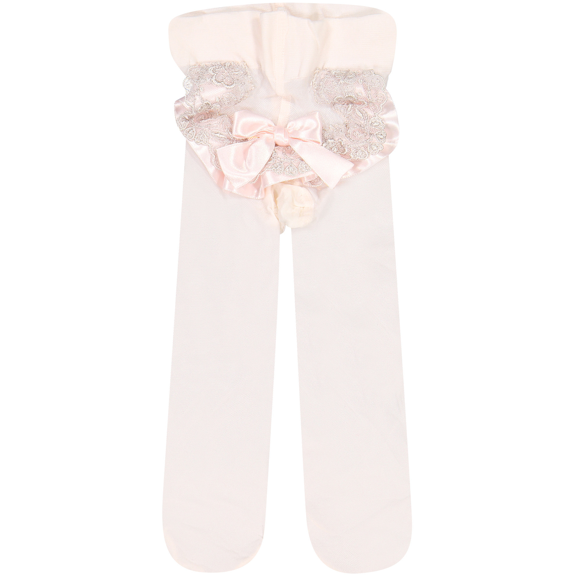 La Perla Baby Tights with Fancy Bow Detail in Pink —