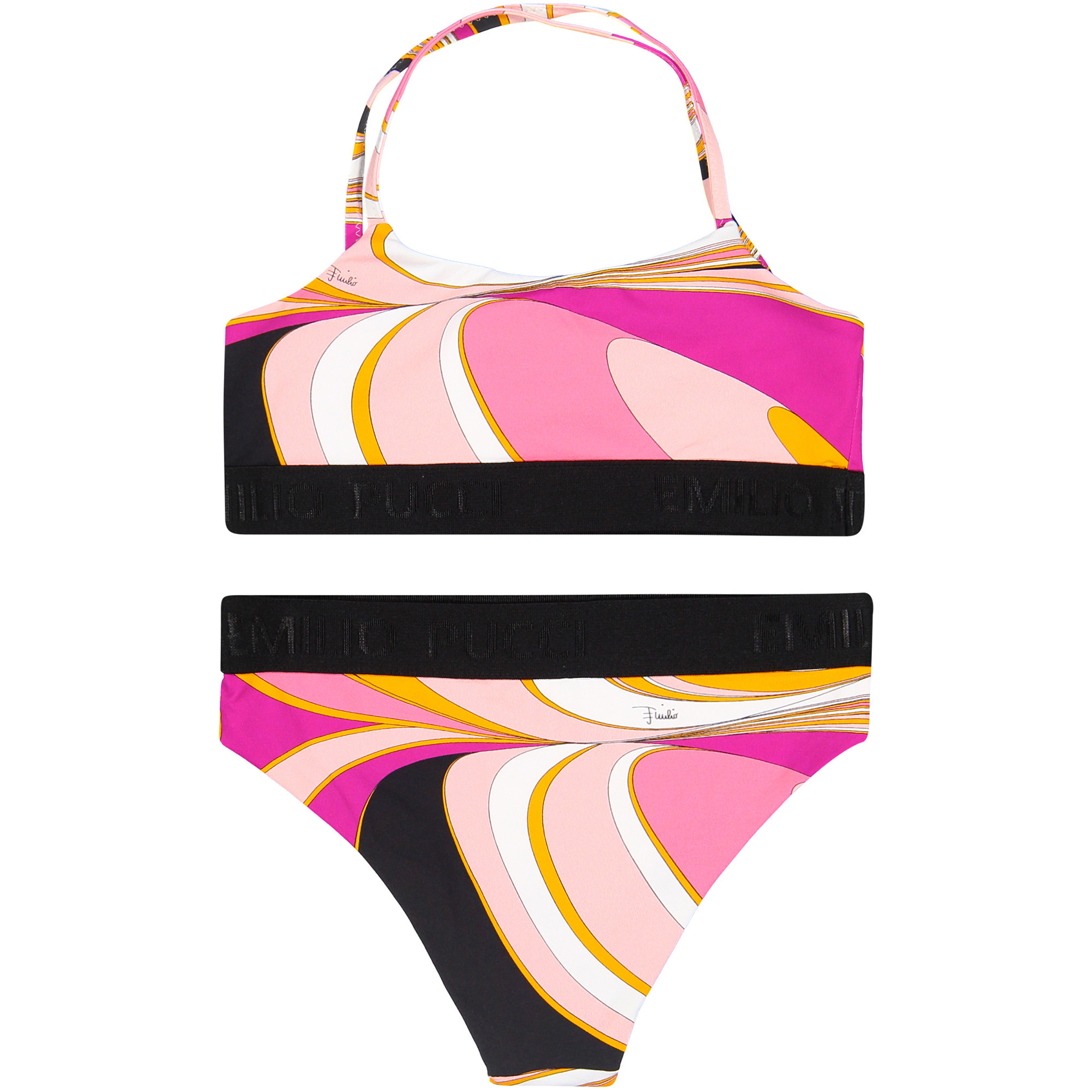 Emilio Pucci Girls 2 Piece Signature Geometric Print Swimsuit in Pink