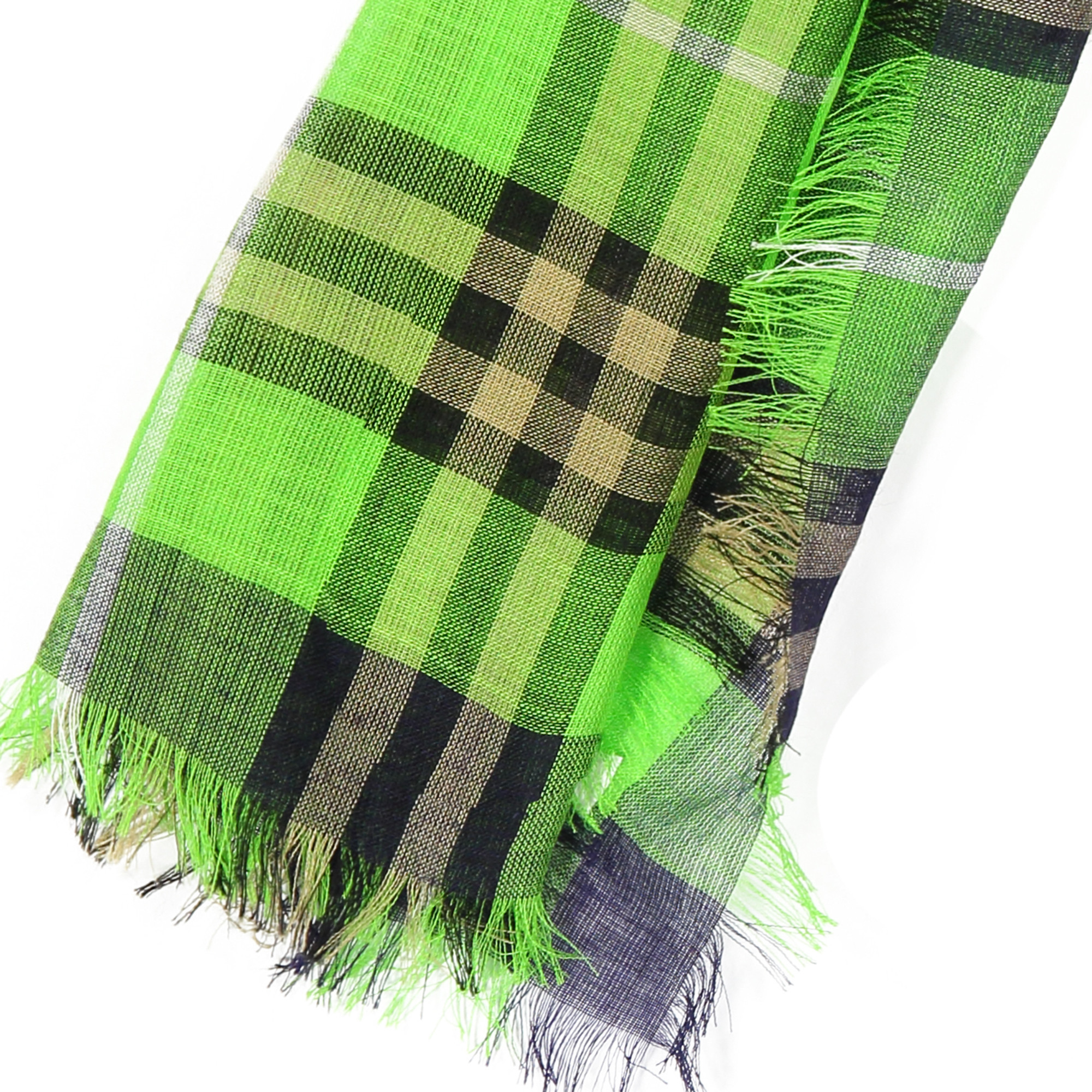 Burberry Checked Scarf in Green —