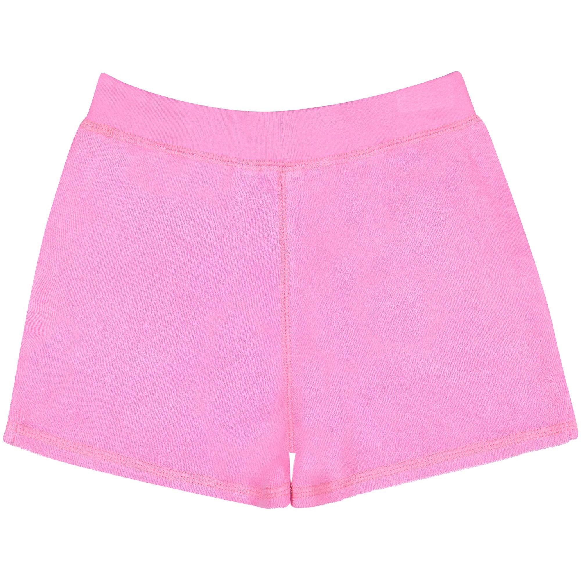 Ralph Lauren Girls Terry Cloth Shorts In Pink With Embroidered