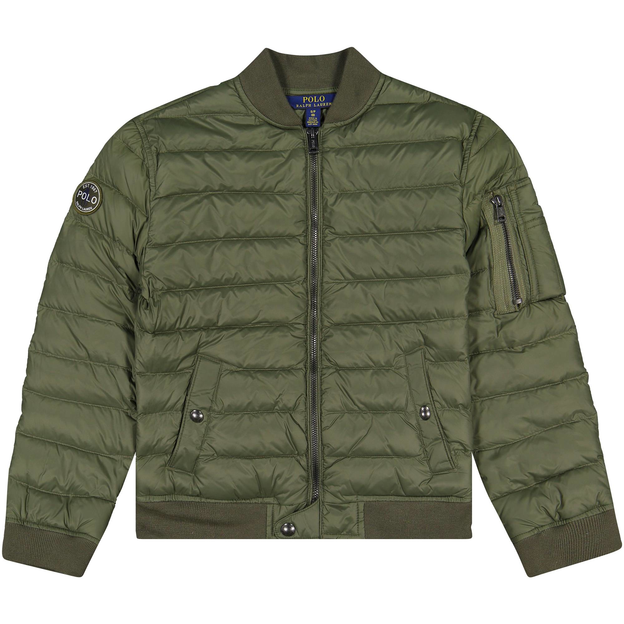 Ralph Lauren Boys Lightweight Padded Jacket in Green with 3 Zipper Front —