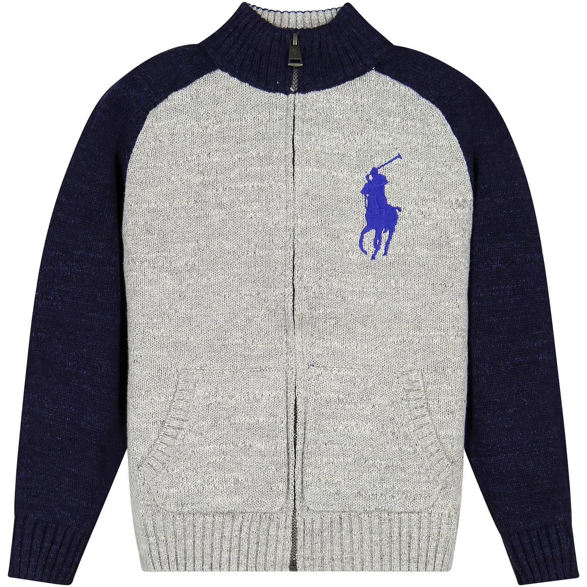 Ralph Lauren Boys ZipUp Sweater in Dark Blue and Grey —