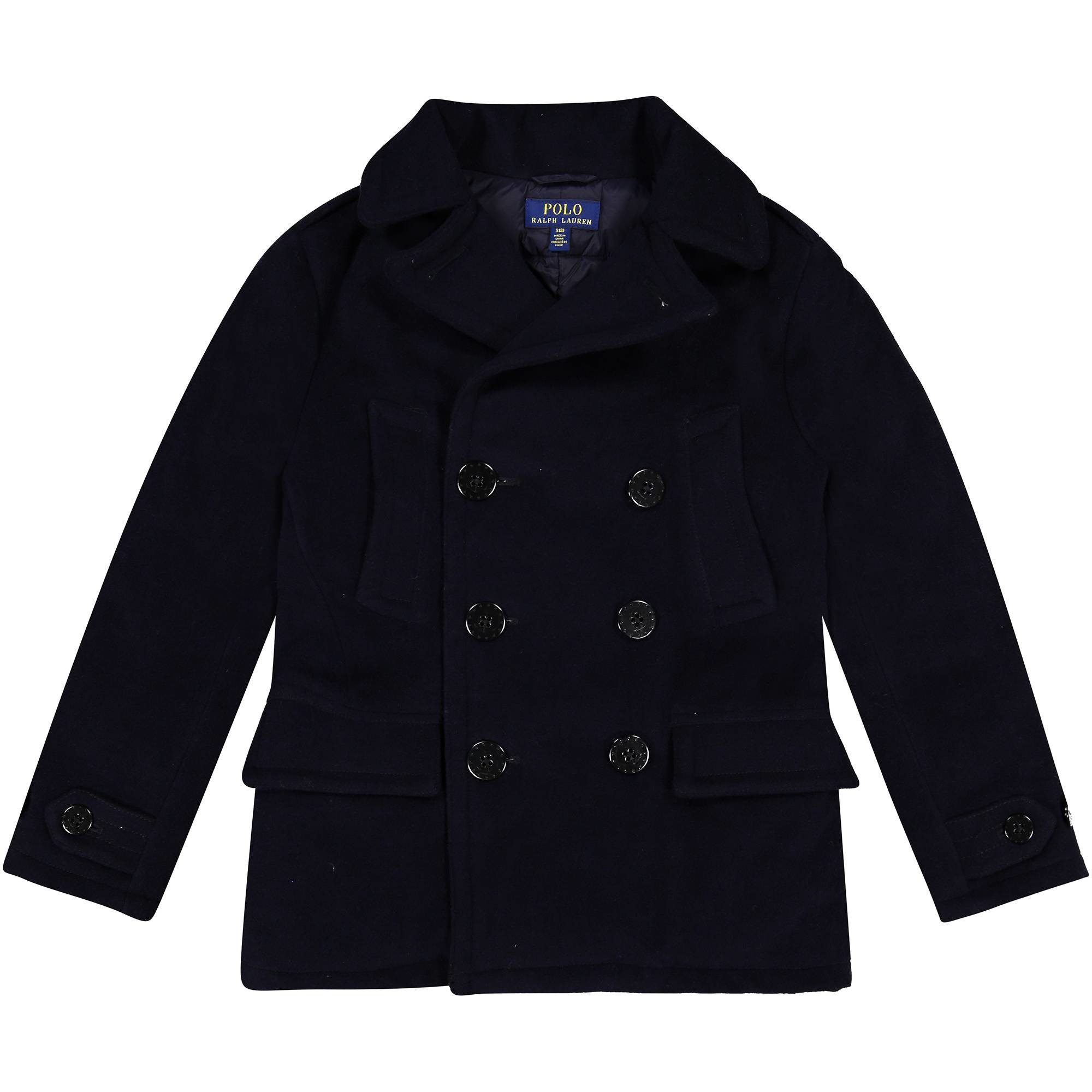 Ralph Lauren Boys Classic Pea Coat in Dark Blue —