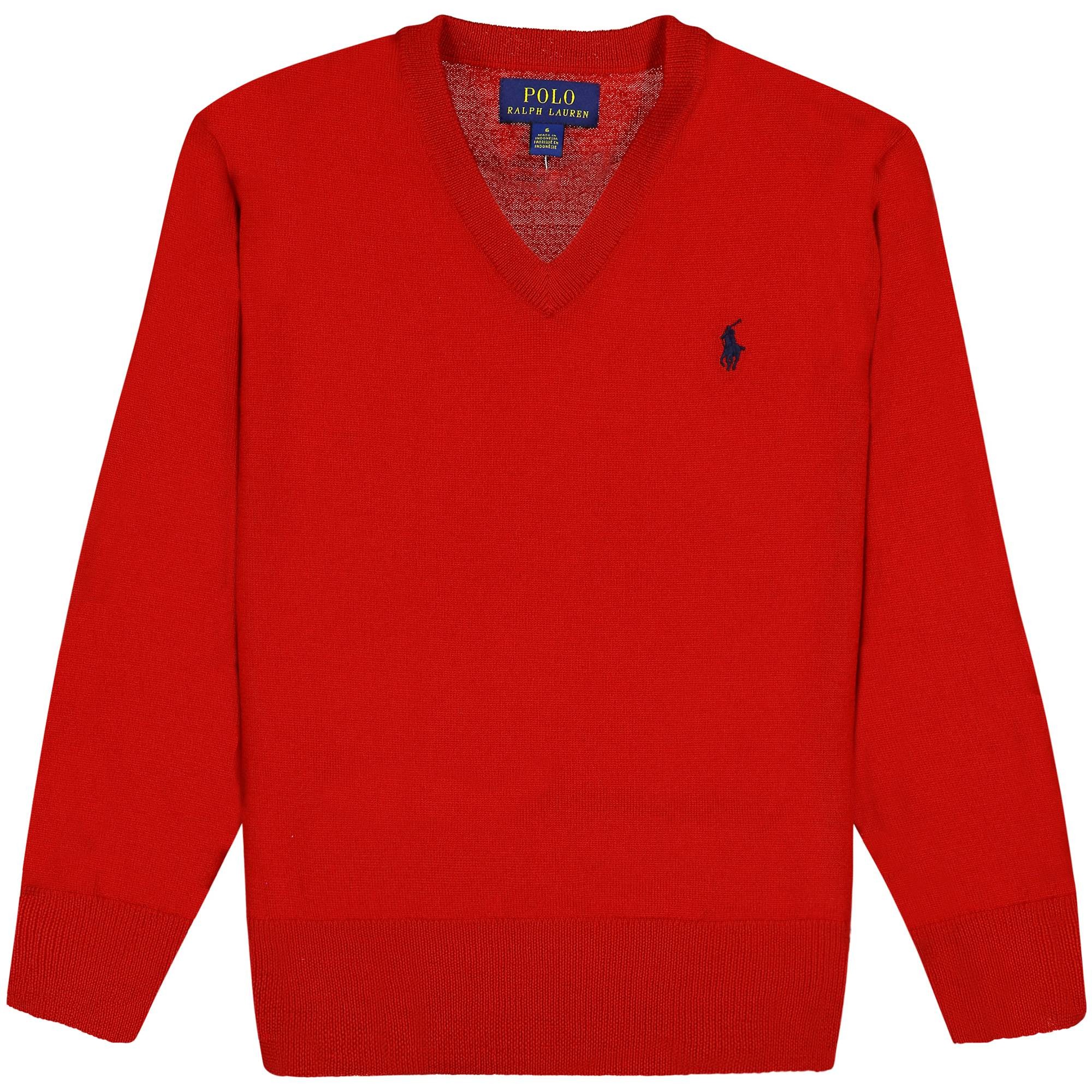 Ralph lauren red v neck sweater clearance