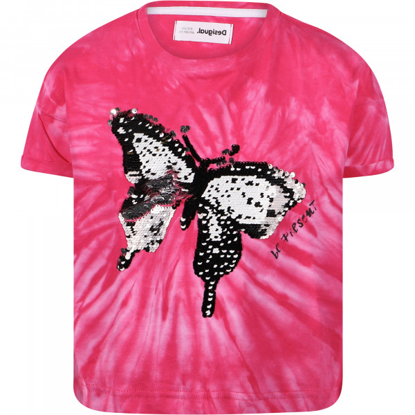 Sequin Butterfly Logo T-Shirt in Pink