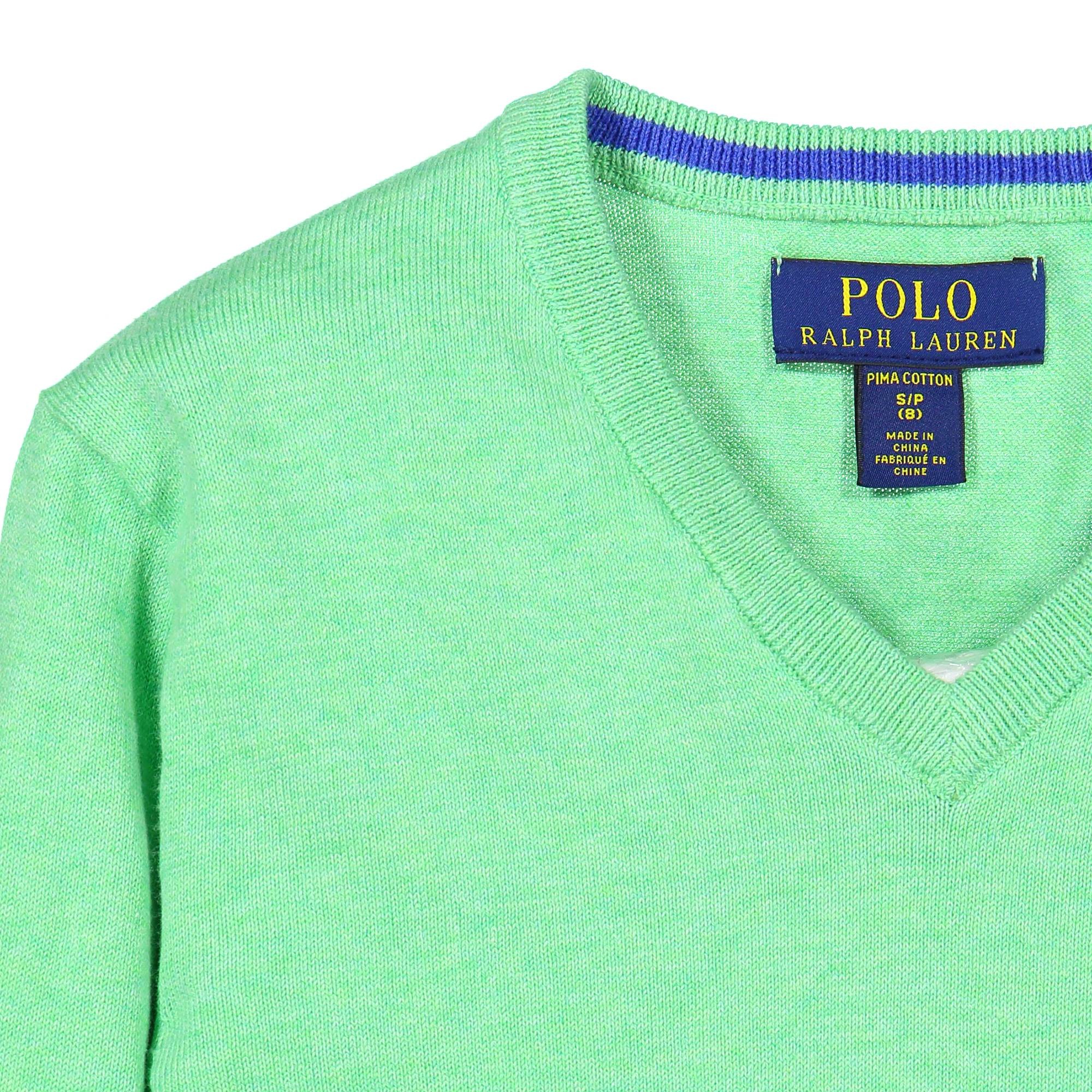 ralph lauren green v neck jumper