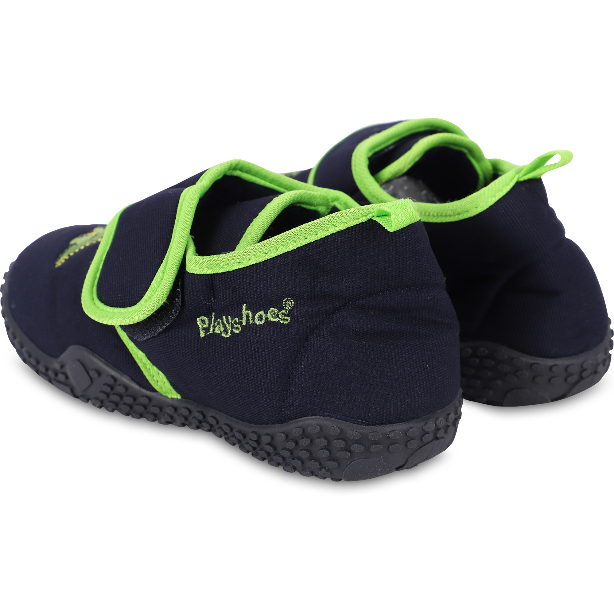 Playshoes Dragon Slippers with Velcro Straps in Navy —