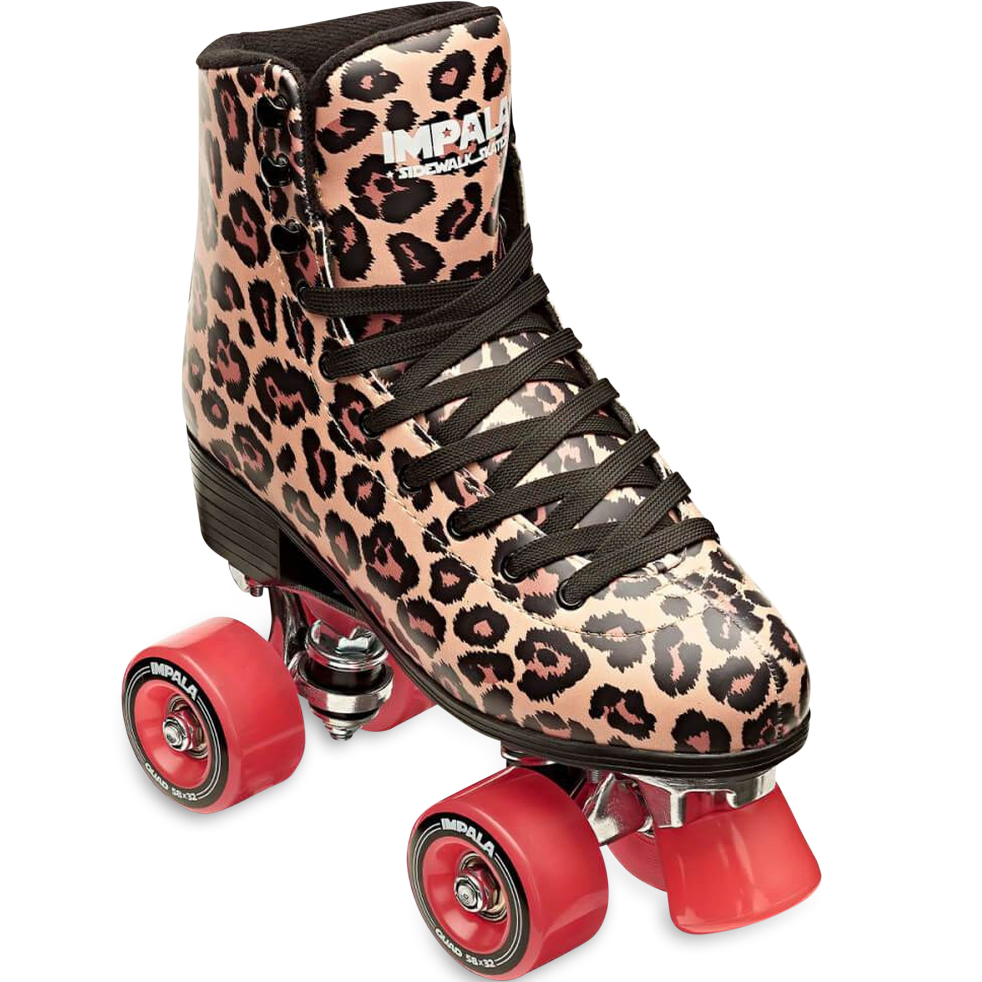 Impala Skate Leopard Print Roller Skates in Black and Pink