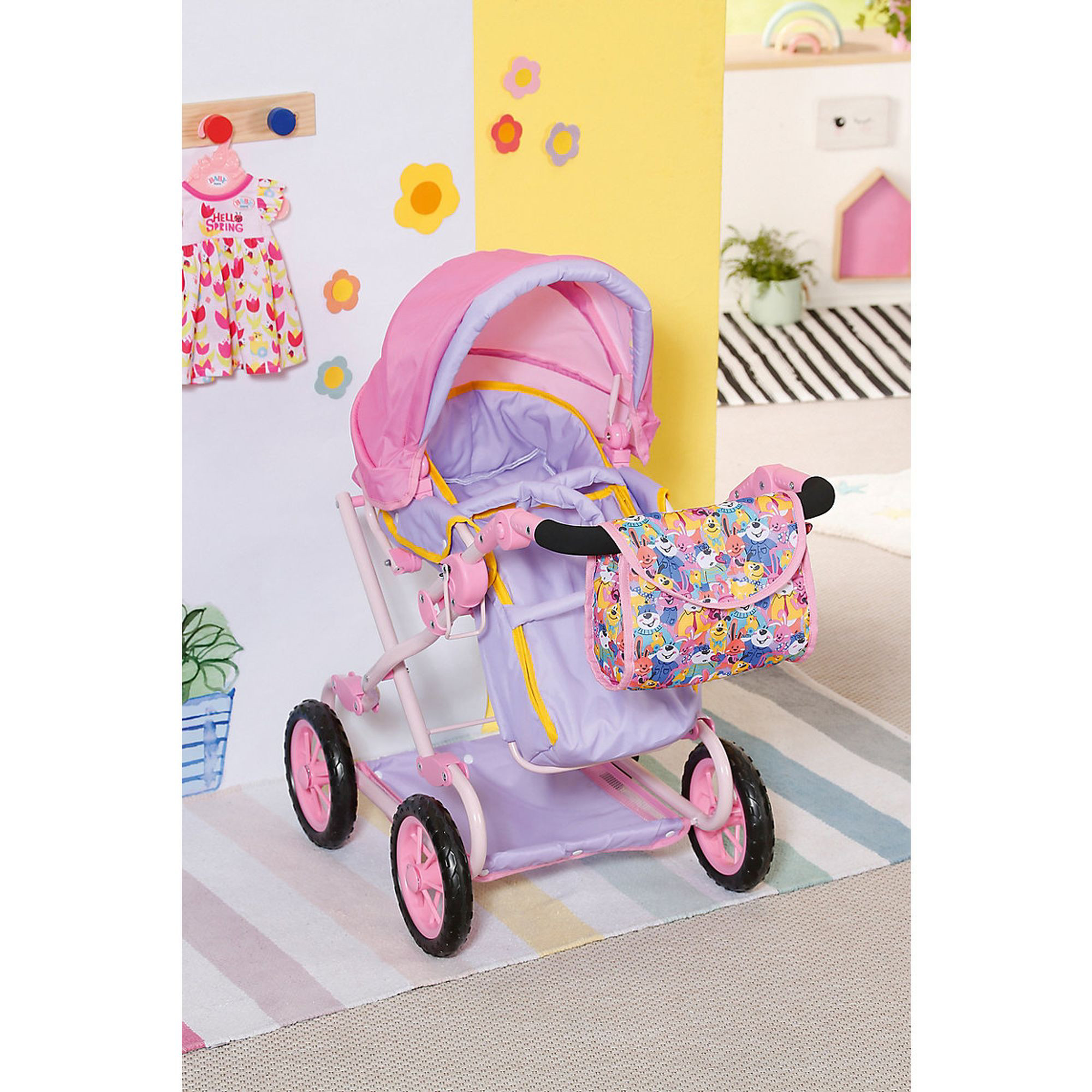 BABY born Adjustable Doll Pram in Pink and Purple —